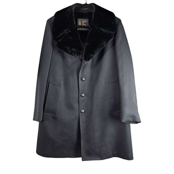 London Fog Single Breast Faux Fur Black Coat - Picture 1 of 9